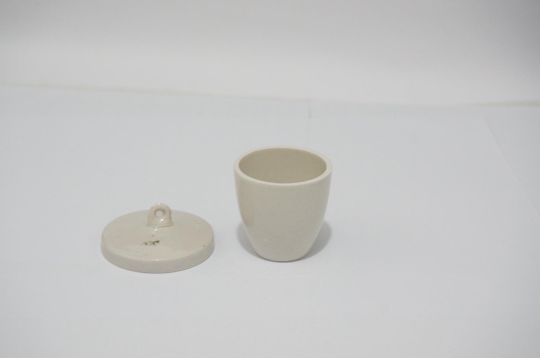 Crisol de porcelana de laboratorio, crisol de cerámica con cubierta, 30ml