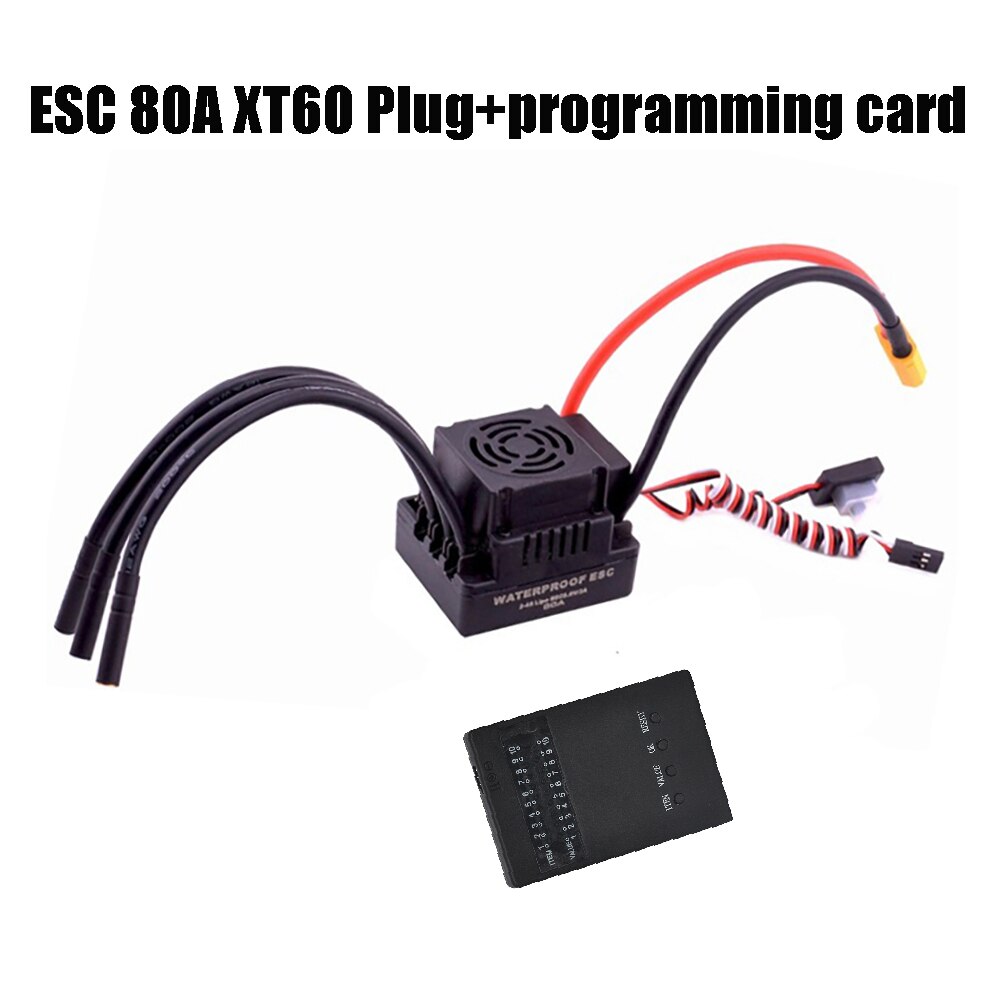 Impermeabile ESC 60A 80A 120A S-80A S-120A Brushless ESC Regolatore di Velocità Elettrico con 5.5V / 3A BEC per 1/8 1/10 1:10 RC Auto: 80A XT60 and card