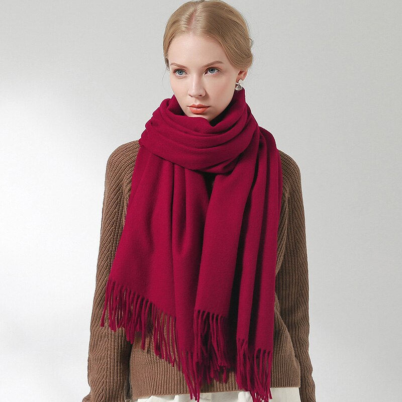 Ryssland ull halsduk kvinnor tjockare varma echarpe wraps damer foulard femme vinter solid kamel merino fina ull halsdukar
