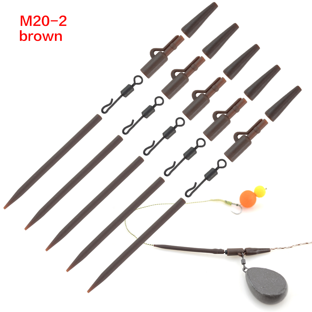 Aparejo de pesca de carpa de 40 piezas, Clips de plomo de seguridad de plástico, cono de goma de cola, manga antienredos, aparejo giratorio de cambio rápido M20: M20-2