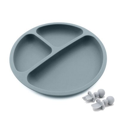 Assiettes et cuillères en Silicone pour bébé, bols à manger solides et mignons avec dessin animé pour enfants, vaisselle d&#39;entraînement, bols d&#39;alimentation pour enfants: blue and SF