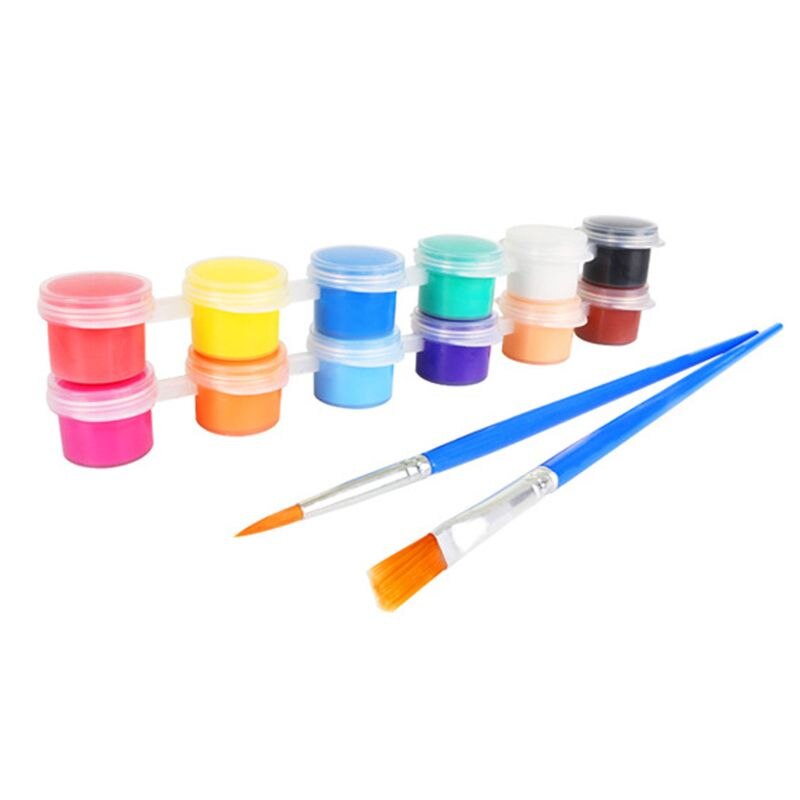 2ml 12 pulserende farver, vaskbar gouache-maling til skolefingermaling til børn