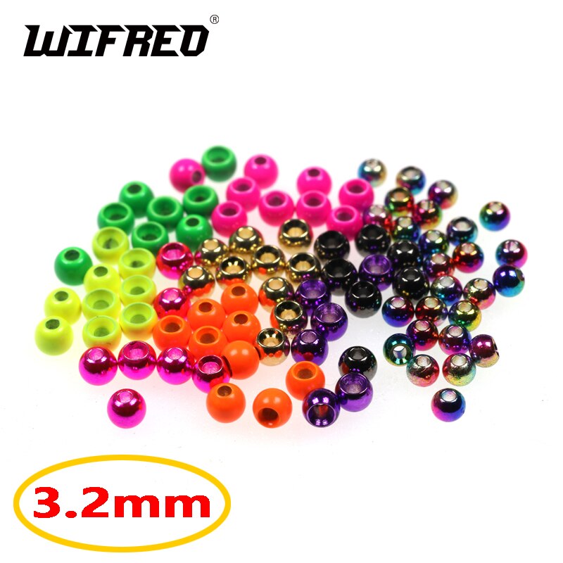 Wifreo 20PCS 3.2mm 1/8&quot; Colored Fly Tying Brass Beads Beadhead Nymph Stonefly Streamer Fly Fishing Trout Fly Material Rainbow