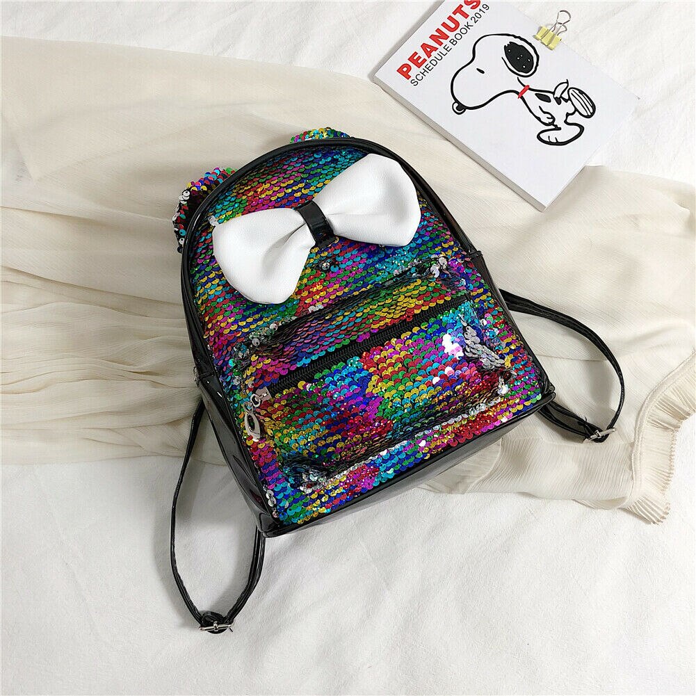 2020 novo bonito do bebê meninas lantejoulas mochila glitter bling saco de escola crianças criança bowknot pequeno mini: A