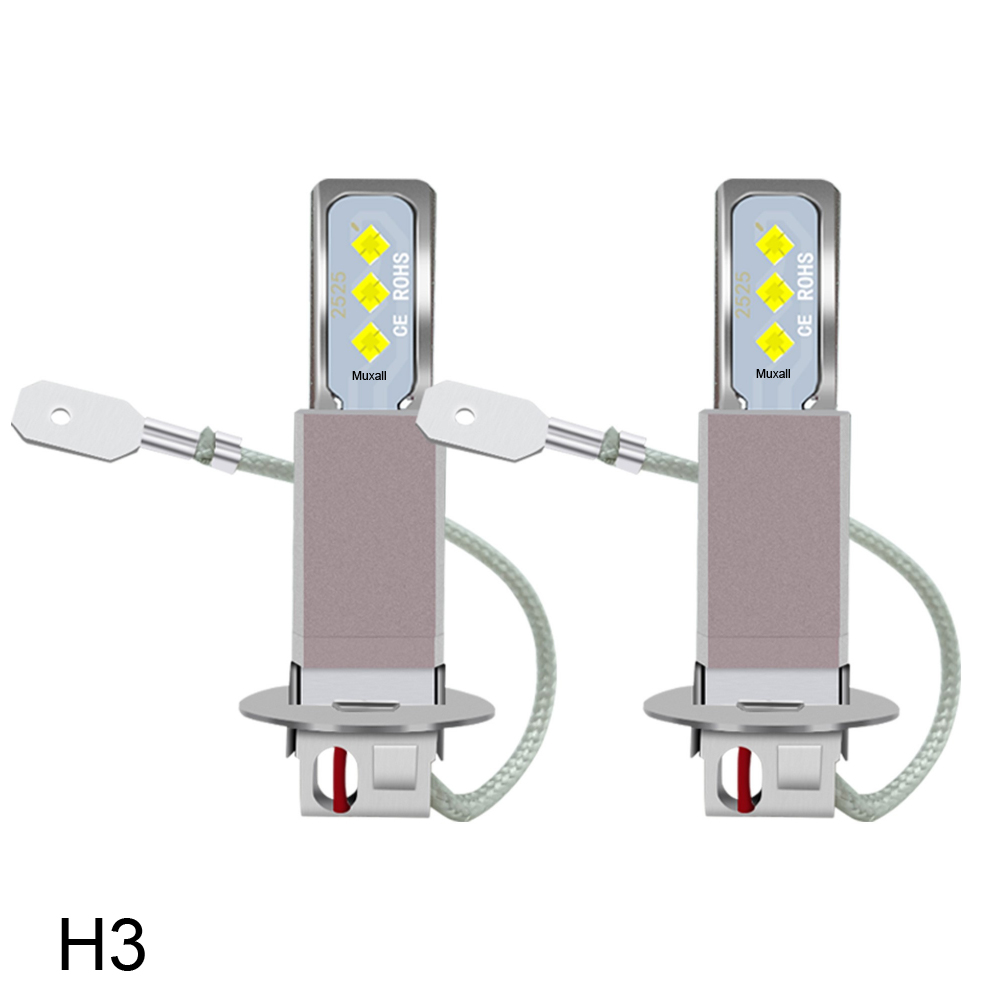 20000LM H3 Led Bulb H1 Mini 1:1 Plug Play Fanless Car Led Lamp 2525 CSP Led Headlight Fog Lights DRL White Yellow 12V 24V: 6000K Cold White