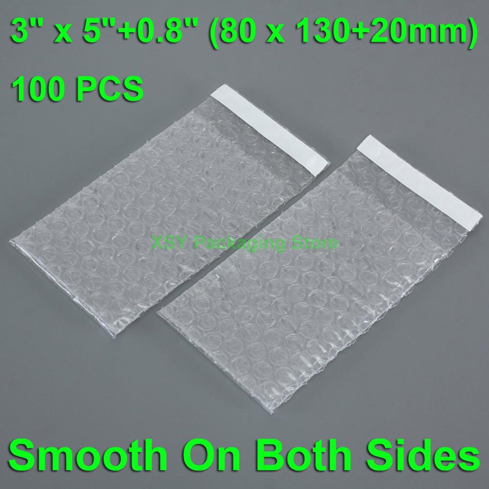 100 Stuks 3 "X 5" 0.8 "(80X130 + 20Mm) luchtbel Zakken Plastic Elektronische Verpakking Pouches Poly Verpakking Enveloppen