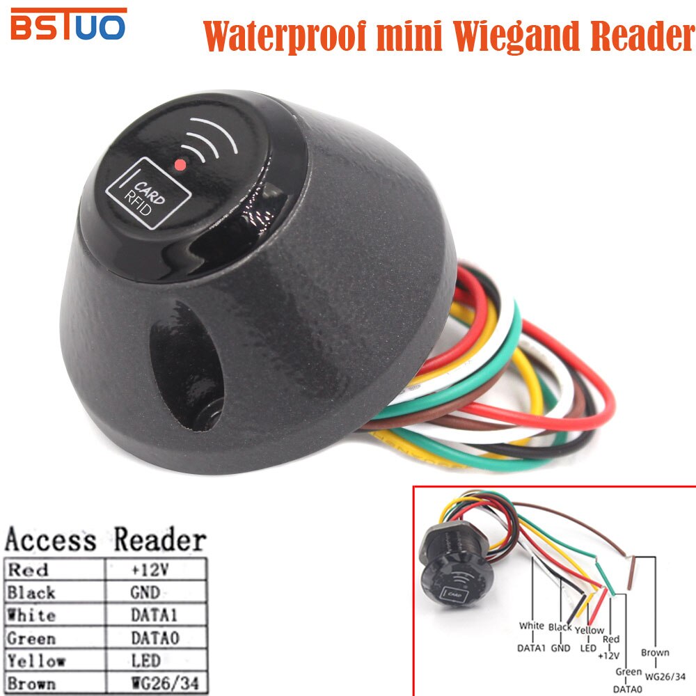 Mini Smallest 125khz 13.56Mhz Wiegand 26/34 RFID Card Reader Door Access Control Slave Reader Proximity RFID Wiegand Reader