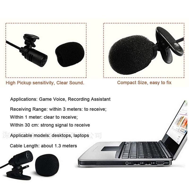 Universal Portable 3.5mm Mini Mic Microphone Hands Free Clip on Mic For PC Laptop Lound Speaker