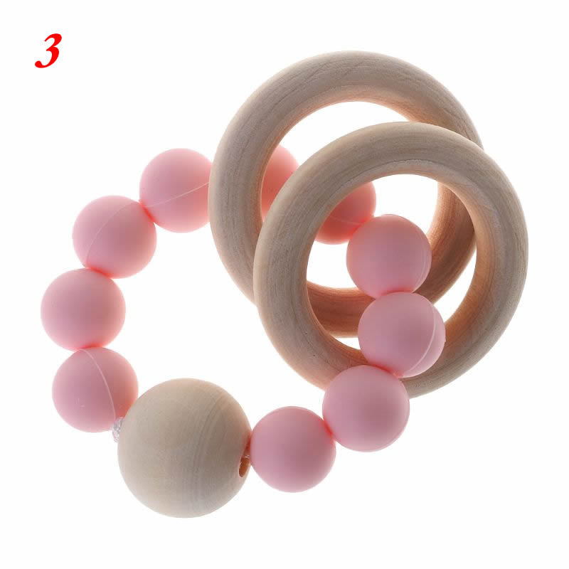 Bpa Gratis Baby Bijtring Siliconen Kralen Bijtring Pasgeboren Kinderziektes Speelgoed Armband Pijnbestrijding Hout Ringen Kauwen Bijtring Baby Benodigdheden: A3