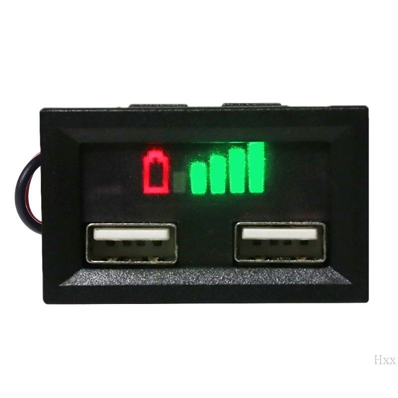 12V Lead Acid Battery Capacity Display Power Meter Gauge for Electric Motor Car with USB charging port