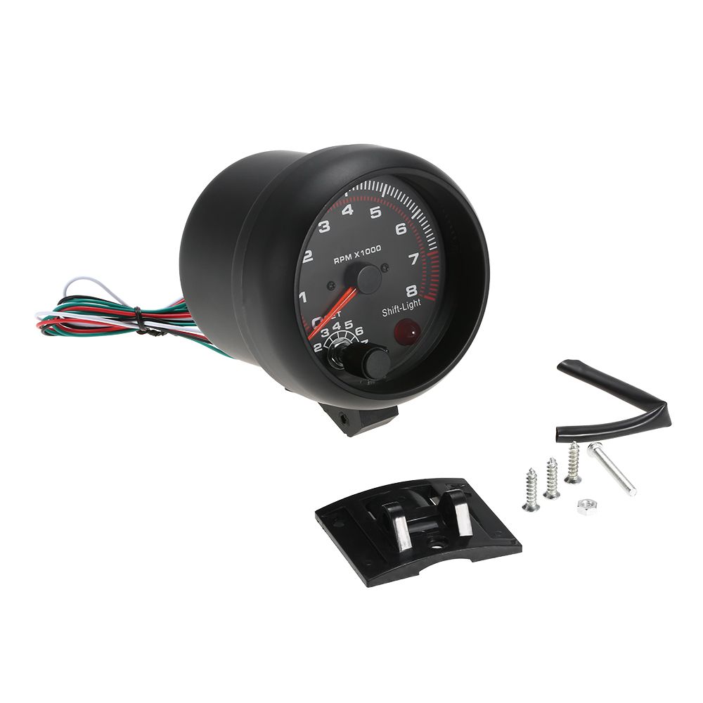 Universal- 8000RPM Schwarz Auto Tachoscope Messgerät Revolution Meter 12V 3,75 Zoll Auto Lkw Tachometer Digital Tacho Auto