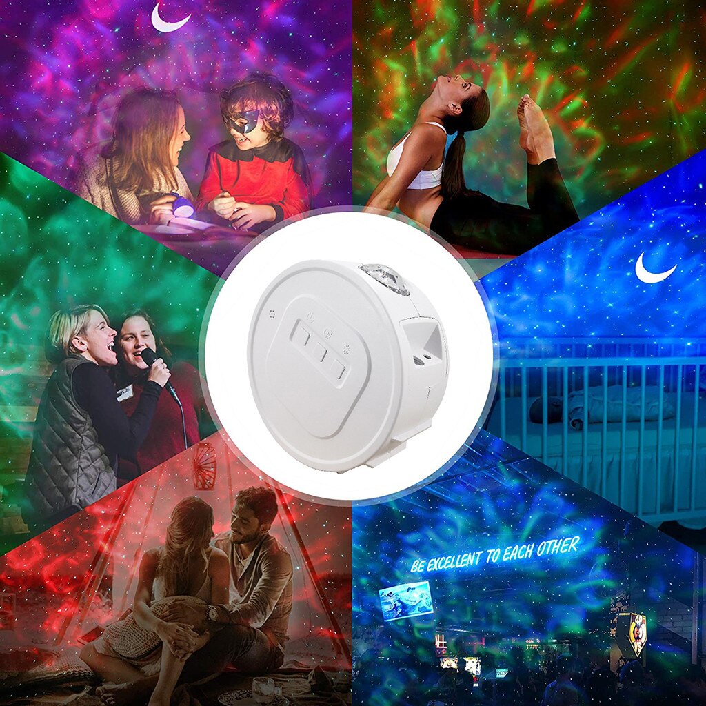 Stjernehimmel projektor stjerne nat lys projektion 7 farver hav bølgende lys 360 grader rotation nat lampe til børn  #y5