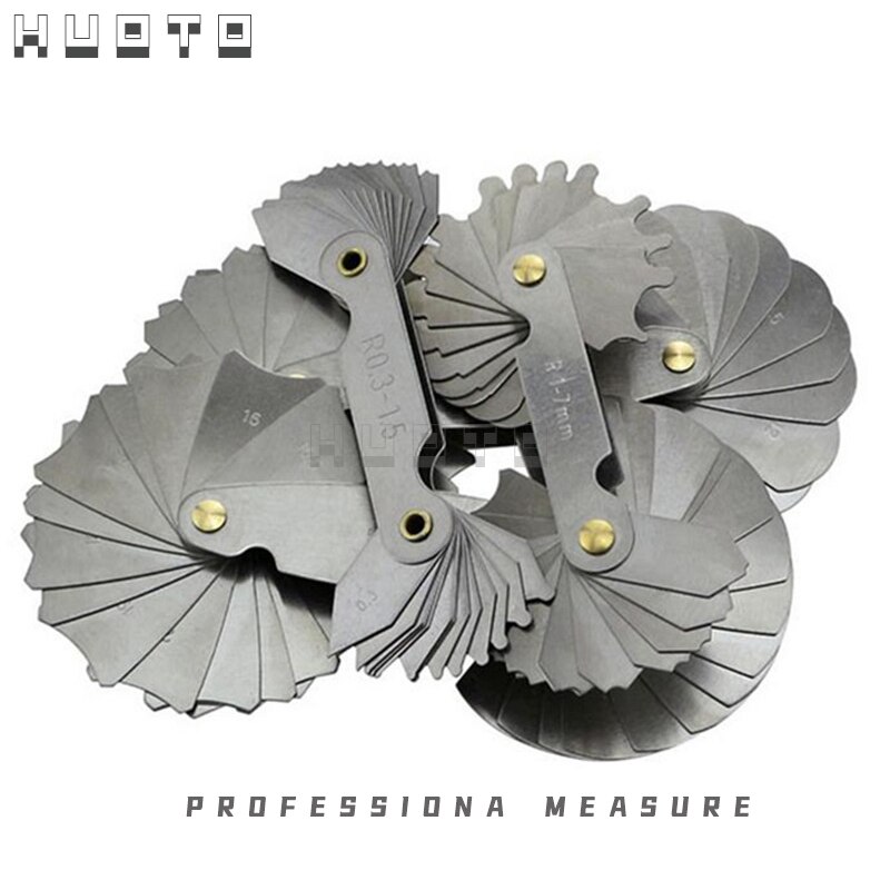 Radius template R gauge R1-6.5 7-14.5 15-25 26-80 radius gage plate fillet gaug External Internal Concave Convex Measuring tools