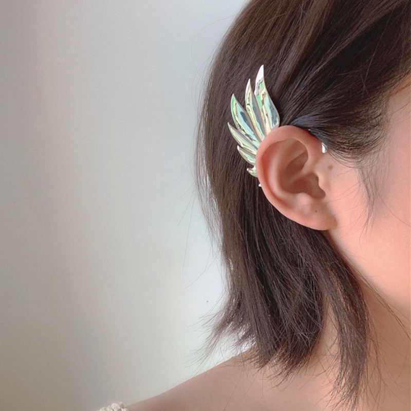 Metal Feather Wing Ear Clip Ladies Piercing Earrings For Women Girl Jewlery