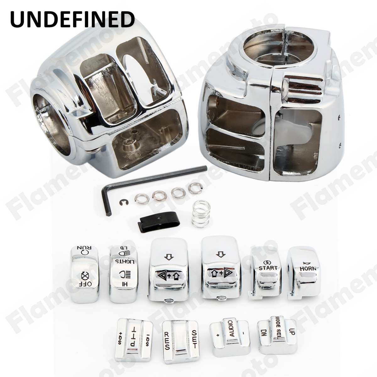 Motorcycle Parts Aluminum Chrome Switch Housing Cover Kit +10 Cap Motorbike For Harley Sportster XL 883 1200 Road King UNDEFINED
