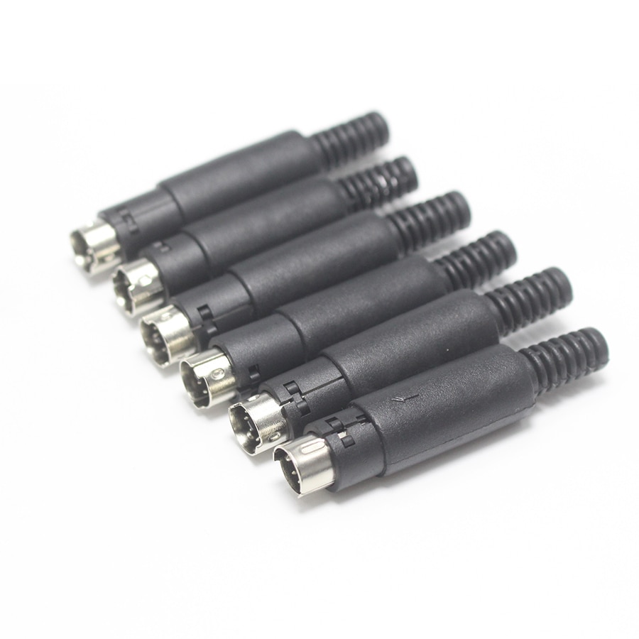 EClyxun 1Pcs Mini 3 4 5 6 7 8 Pin Din Male Plug With Plastic Handle Adapter Soldering Cables DIY Connector