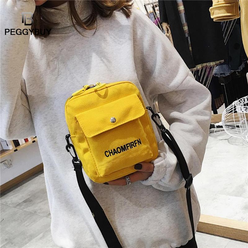 Women's Messenger Bag Mobile Phone Bag Letter Print Sports Shoulder Messenger Handbags Unisex Canvas Crossbody Bag