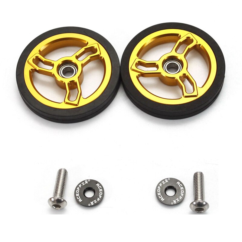 Aceoffix 1pair 56mm Easywheel for Brompton Accessories Easy Wheel 2022 Aluminum Alloy Ultralight 48g: gold