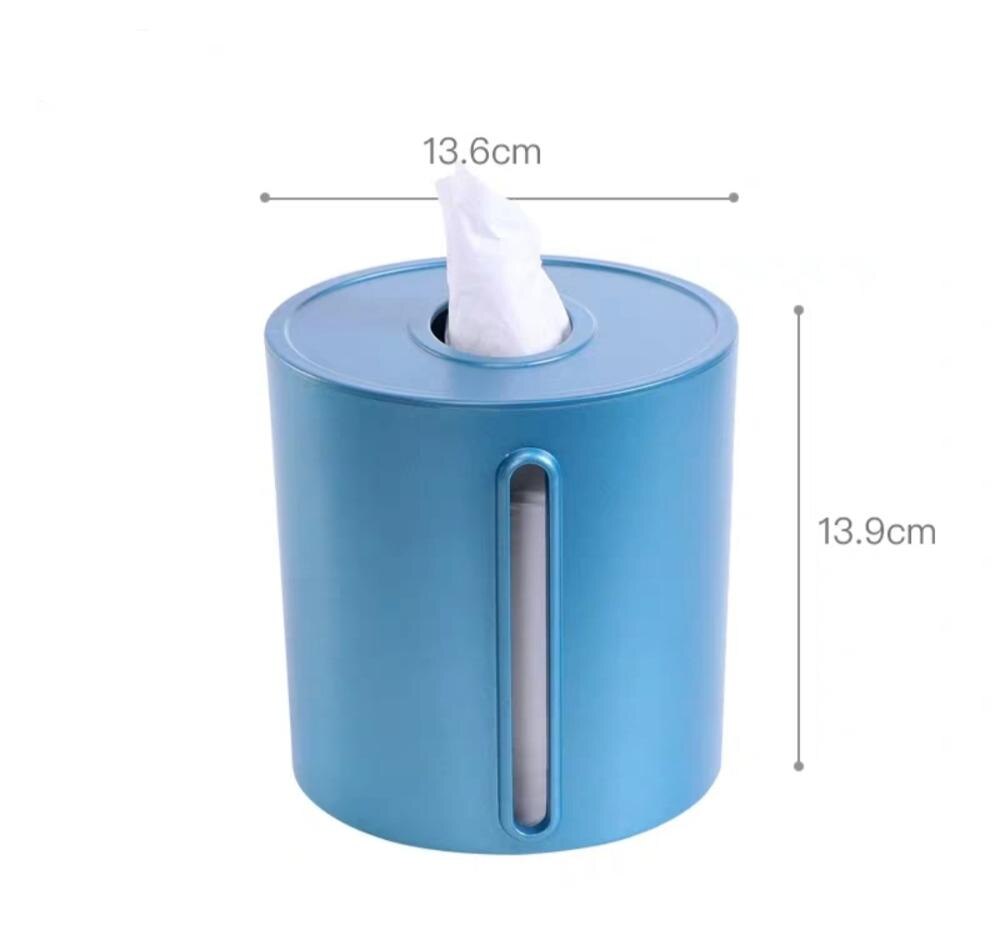 Elegante elegante suporte de papel casa hotel caixa de tecido plástico recipiente toalha guardanapo suporte de tecido caixa de armazenamento acessórios: small round blue
