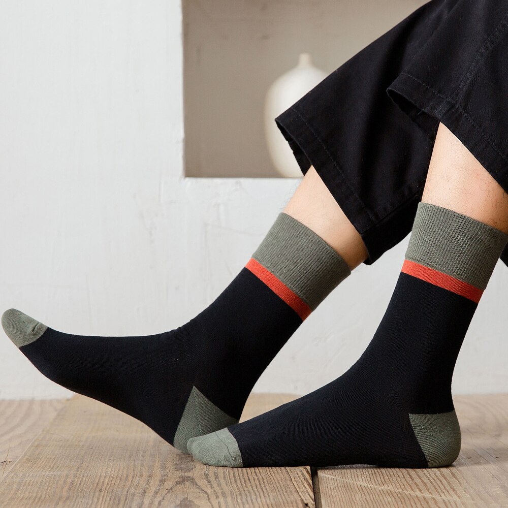 Calcetines de algodón transpirables para hombre, calcetín informal de negocios, , estilo Harajuku japonés, invierno,
