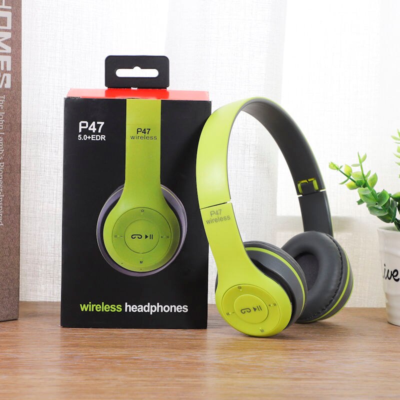 Multifunctional Wireless Stereo Bluetooth Headphone MP3 Player FM Radio Headset for iOS Android Men Women: Green with Box