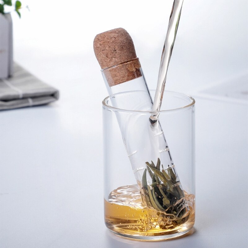 Cork Glass Bottle Transparent Tea Strainer Mini Empty Bottle Tea Infuser Tube Brewing Test Tube for Home Party Office
