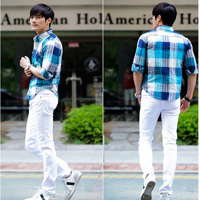 2022 White Ripped Jeans Men With Holes Skinny Famous Brand Slim Fit Destroyed Torn Jean Pants For Male