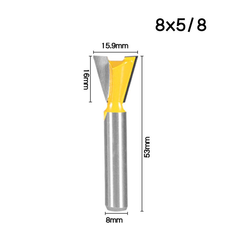 8mm Shank 1/4 Dovetail Joint Router Bits Set 14 Degree Woodworking Engraving Bit Milling Cutter for Wood: 8mmX15.9mm