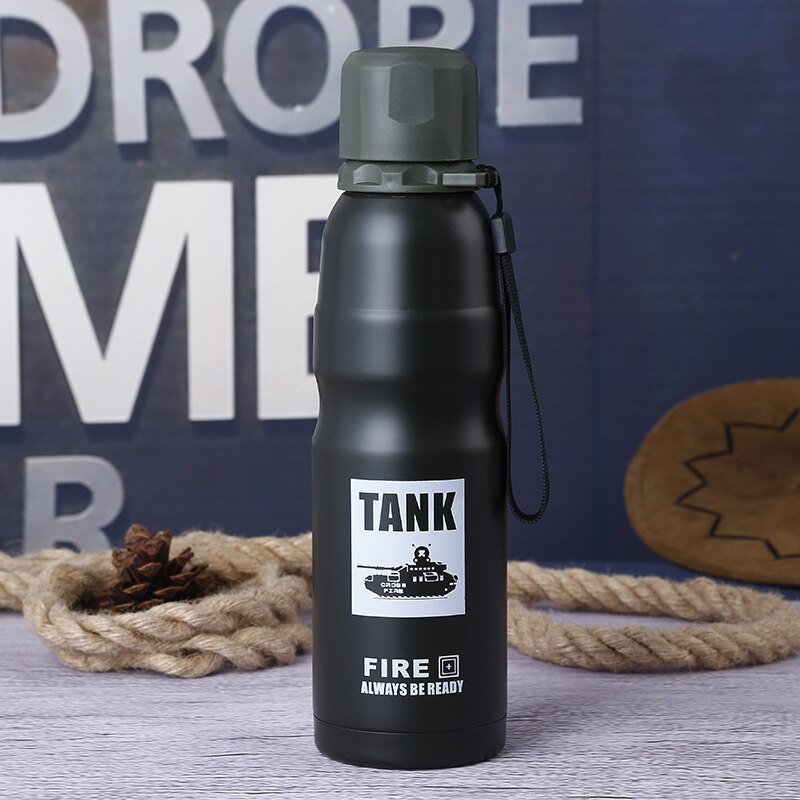 Termo de 500ml para hombres del ejército, botella de Taza Termo aislada de acero inoxidable para té agua café Sport Swig, Taza de Viaje portátil para exteriores: Tank