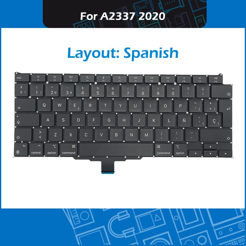 År laptop  a2337 tastatur til macbook air 13 &quot;  m1 a2337 tastaturerstatning us uk fr sp it ger se layout emc 3598: Spansk