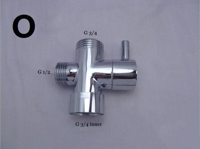 Three-way Water Diverter T-shaped Adapter Shower Diverters Connector Toilet Bidet Water Separator Faucet Splitter Valve: O