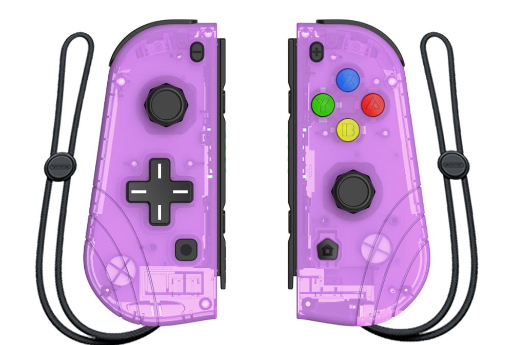 for Nintendo Switch Bluetooth Left & Right Wireless Controller 2 vibration six-axis somatosensory function one-click wake-up: Transparent purple