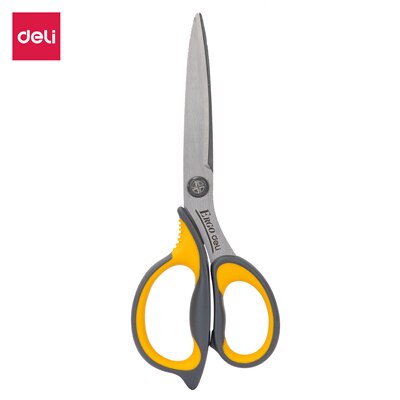 Deli-Tijeras de tacto suave E77760, 210mm, 8, 1/4 ", para el hogar, tijera de oficina, artesanía a mano, papelería, Corte fuerte: Amarillo