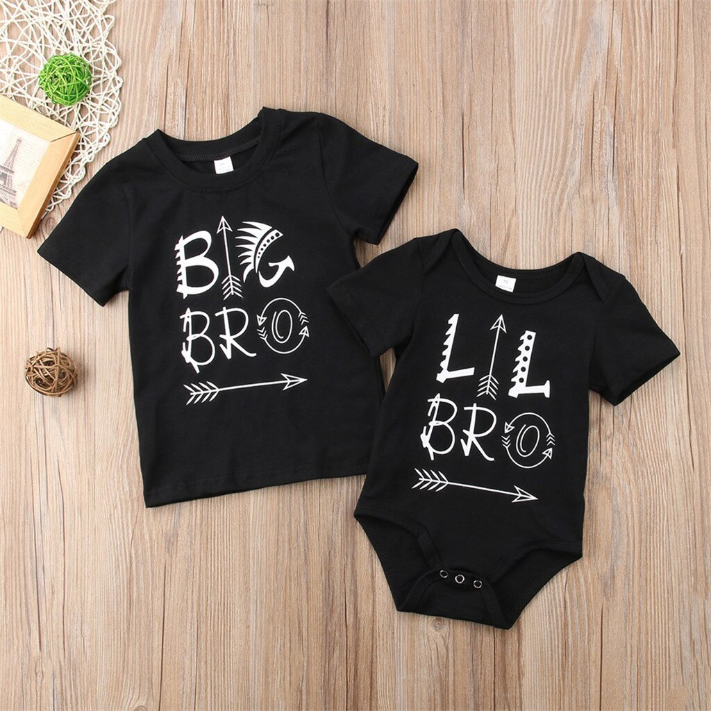 Kleinkind Baby Jungen groß Bruder knapp Gedruckt Kurzarm T-Shirt Spitzen Bluse Neue Jahr Für freundlicher Sommer Kleidung freundlicher # Y