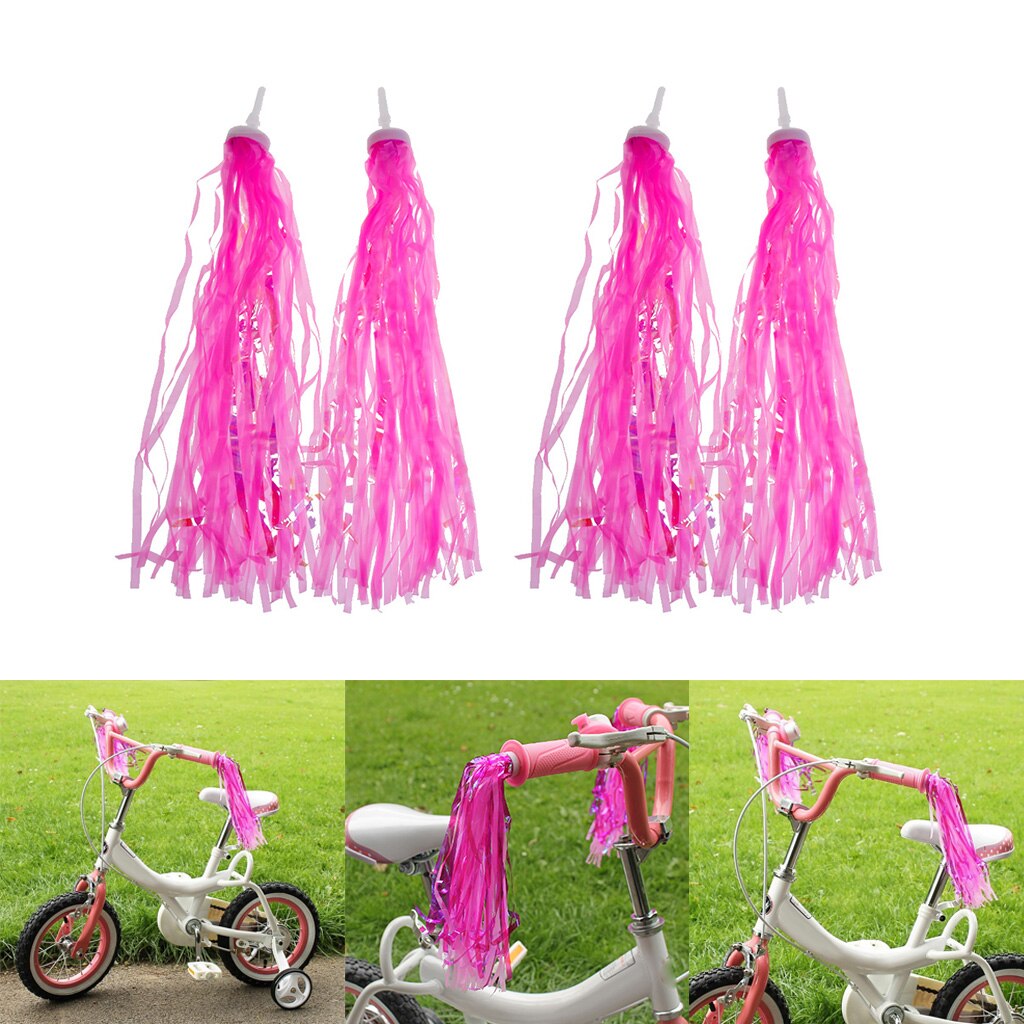 4 st styrfransar cykelhandtag streamers barncykeltillbehör: Rosa