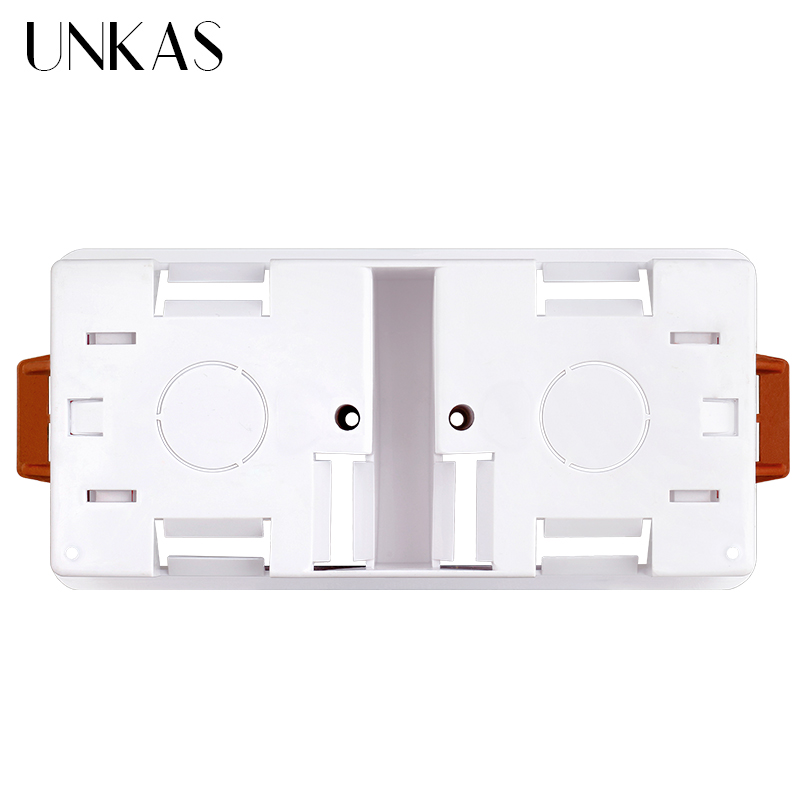 UNKAS-caja de montaje para tablero de yeso, zócalo de interruptor de pared de 34mm de profundidad, 86 tipos 2 Gang 172mm