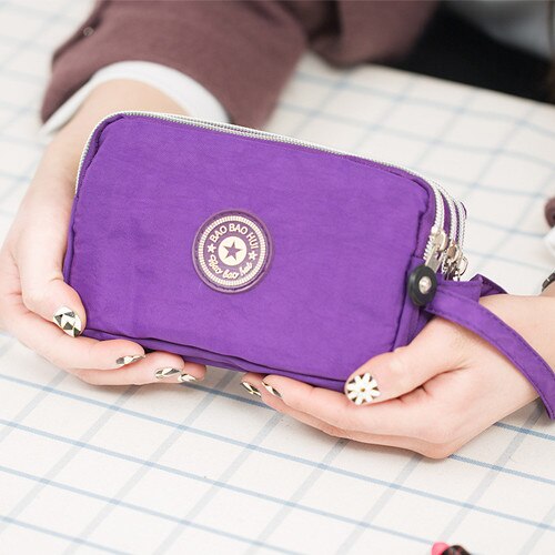 Señora monederos mujer cartera paquete 3 capas bolso de mano sección cruzada bolso de mano gran capacidad mejor: purple