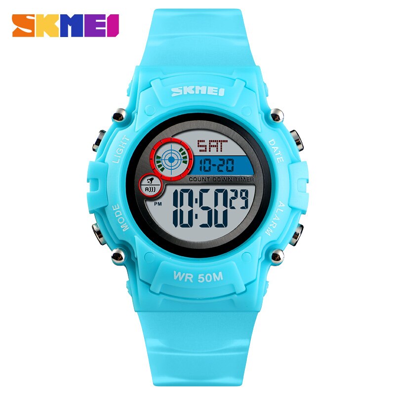 Skmei Kinderen Led Elektronische Horloge 50M Waterdichte Kids Digitale Horloge Chronograaf Countdown Sport Horloges Voor Boyer Meisjes: Blue watch