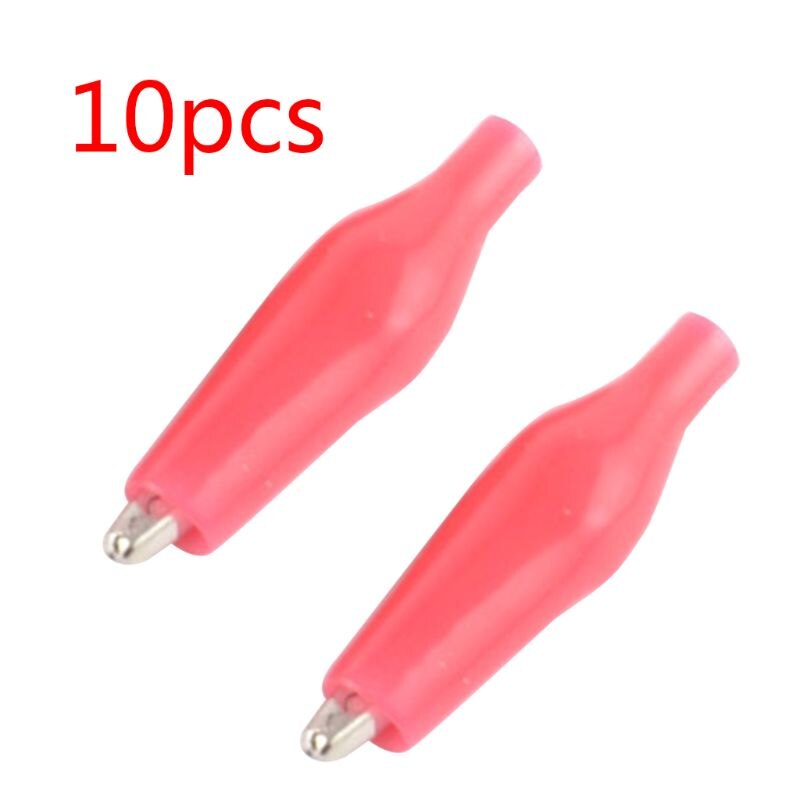 10pz28MM Coccodrillo in Metallo G98 Coccodrillo Elettrico Morsetto test della Sonda metro Nero Rosso con di Avvio di Plastica auto auto B: Rosso