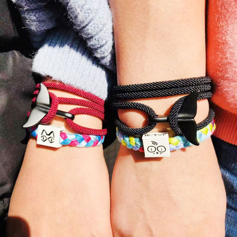 Summer Handmade Whale Tail Viking Rope String Bracelet Beach Surfing Paracord Wristband Jewelry Unisex