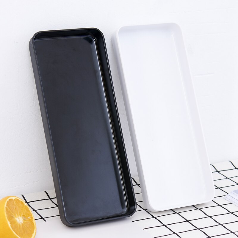 Plateau rectangulaire en plastique | Petit plateau rectangulaire, plateau à thé en plastique, salon tasse d'eau domestique, assiette marmite créative personnalité nordique, assiette étroite