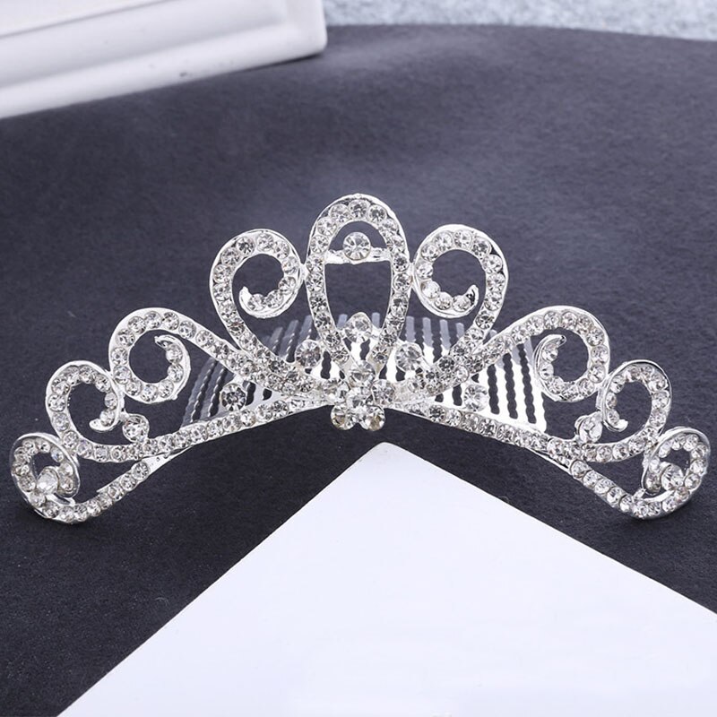 FORSEVEN Mini Silber Farbe Perle Strass Kristall Frauen Mädchen Prinzessin Diadem Hochzeit Haar Kamm Stil Tiara Krone Haar Schmuck: Style 18