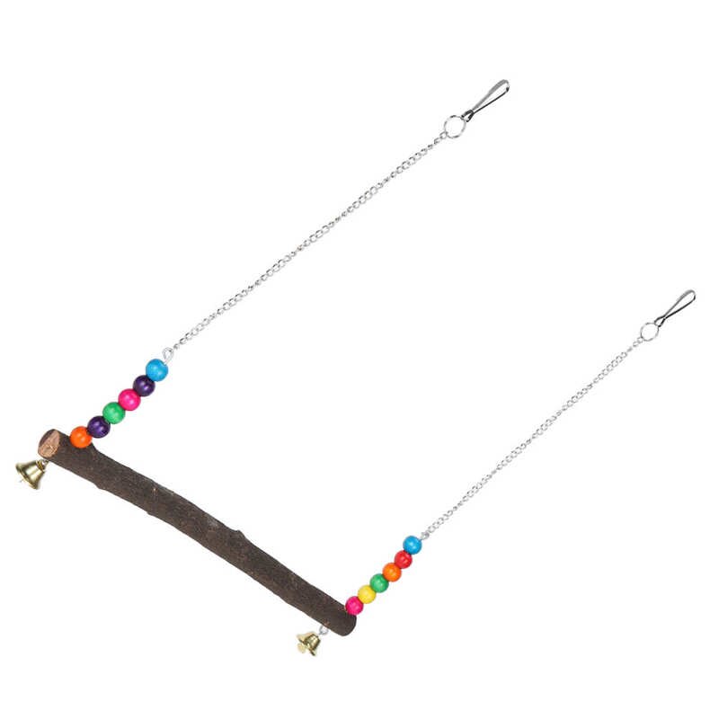 Chicken Swing Toy Suspensible Wooden Chicken Perch Pet Swing Toy with Durable Flat Bar