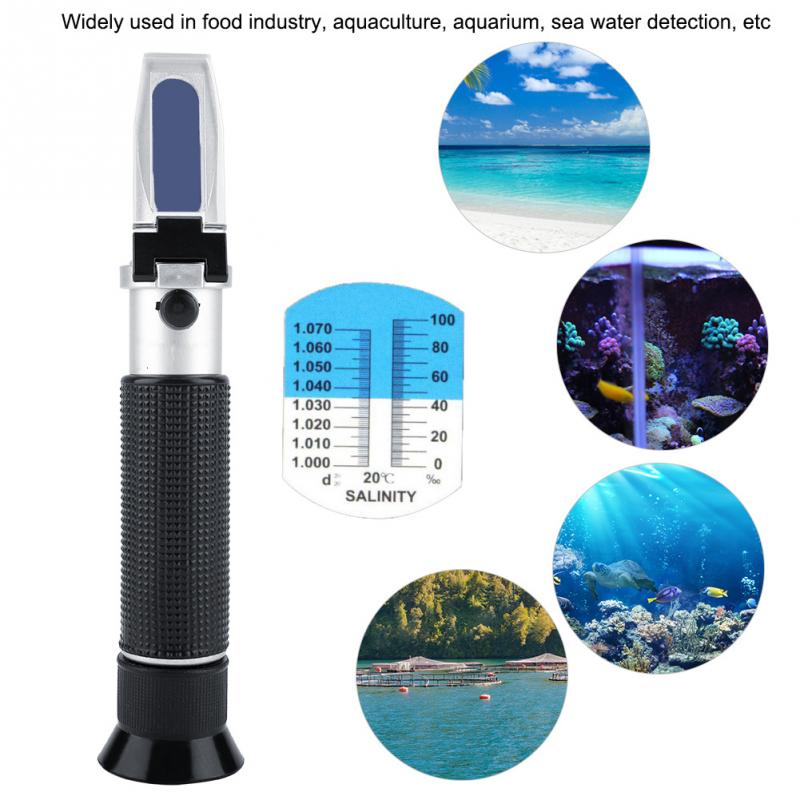 Handheld 0-100% Salinity Refractometer Salinometer Sea Water Salt Concentration Tester Meter