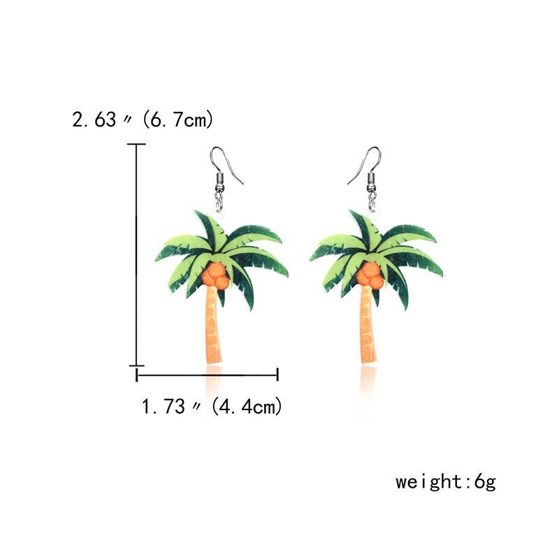 Fruit earrings Food Dangle Orange Earrings for women girl Acrylic Peach Earring Grape coconut tree Mango Cantaloupe Jewelry: coconut tree