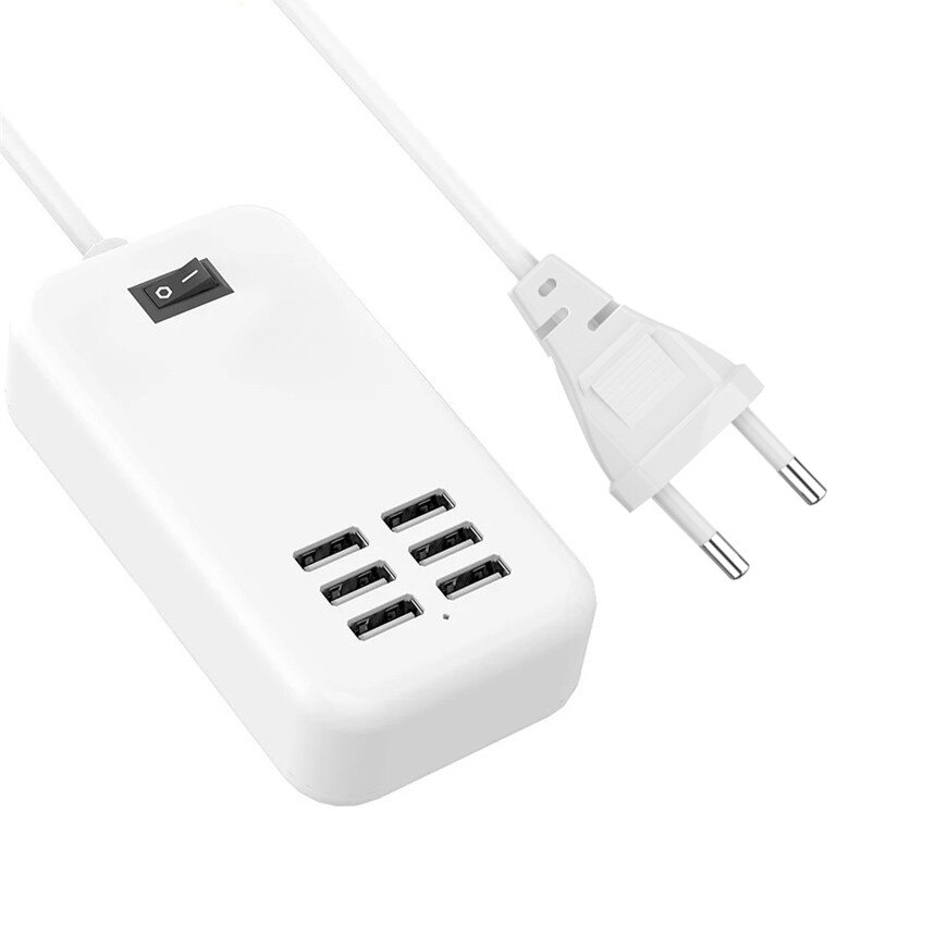 USB HUB 6 Ports Splitter With Switcher Power Adapter Desktop Wall Charging Extension Socket Outlet 5V AC EU US UK Plug: EU