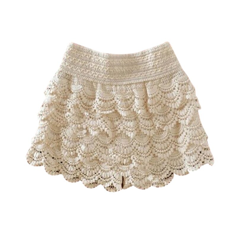 Summer Shorts For Women High Waist Lace Shorts Female Hook Flowers Sheath Shorts: M / L