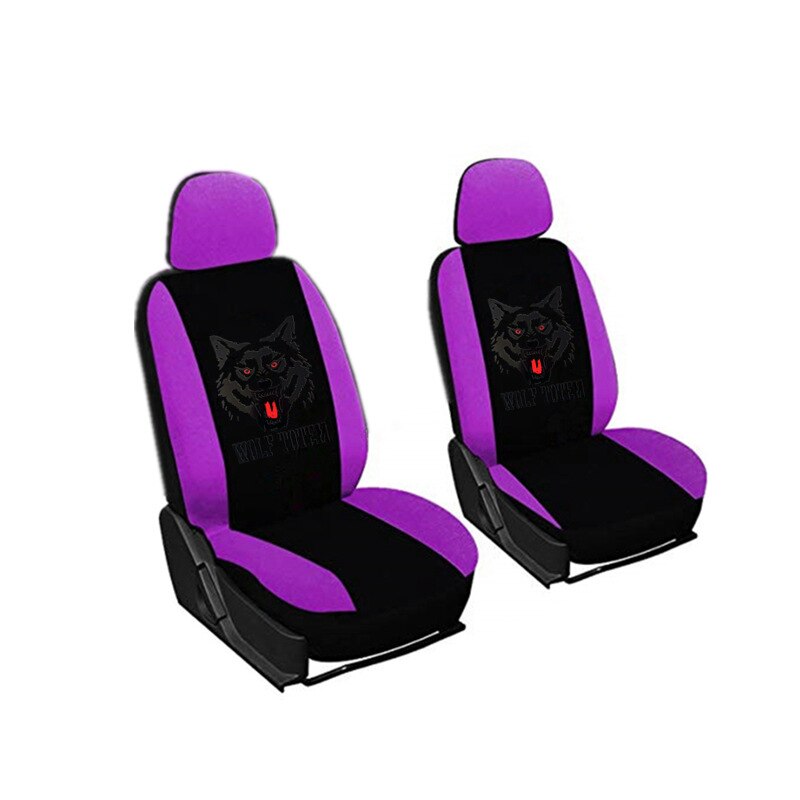 Mode Wolven Patroon Auto Stoelhoezen Universele Auto Seat Cover Autostoel Bescherming Covers Vrouwen Auto Interieur Accessoires: PURPLE(2 seat)