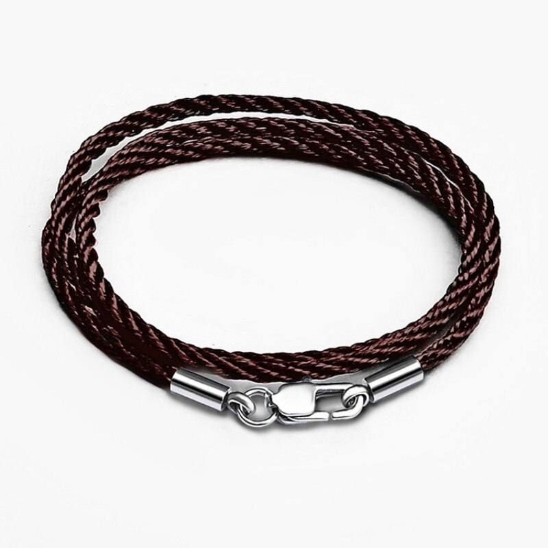 Cordón rojo y negro hecho a mano de algodón, cadena de cierre de langosta de acero inoxidable 316L, colgante DIY, collar, dijes para encontrar joyas, 2mm, 3mm