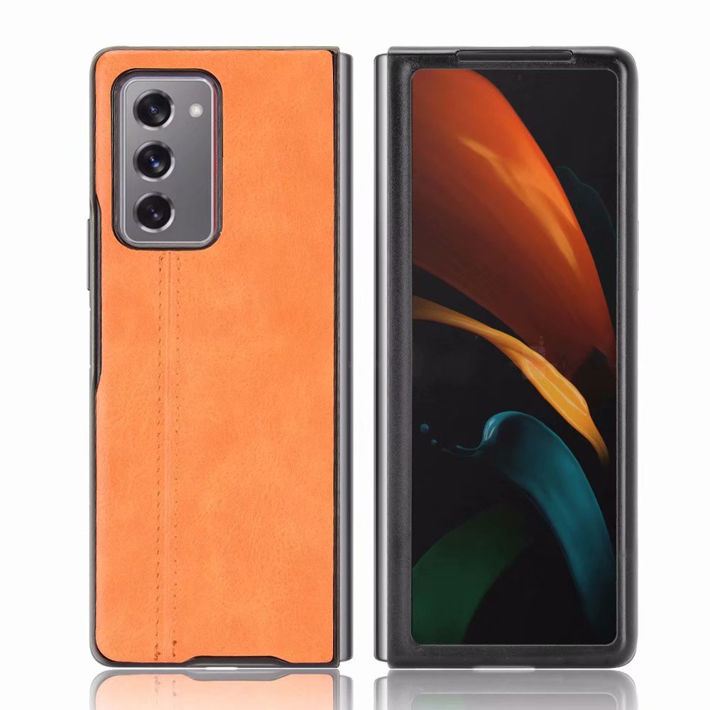 Caso de couro do plutônio para samsung galaxy z fold 2 caso duro capa para samsung galaxy z fold2 5g capa à prova de choque coques: Orange